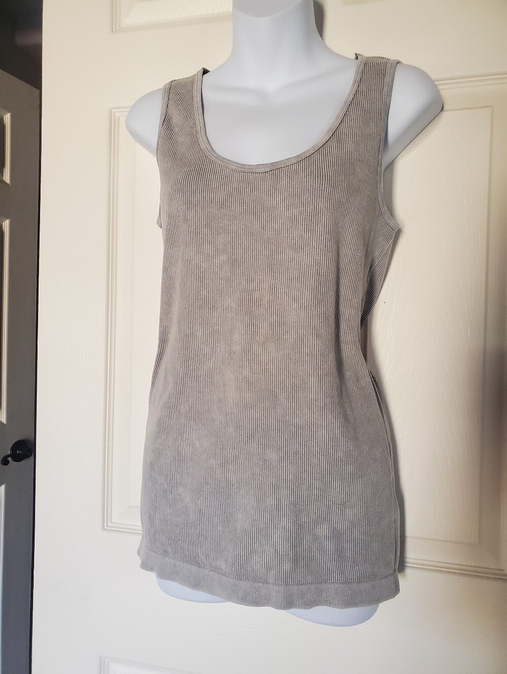PINK Victoria's Secret Ribbed Scoop Neck Tank Blue Y2K Fitted Festival Grunge 1X